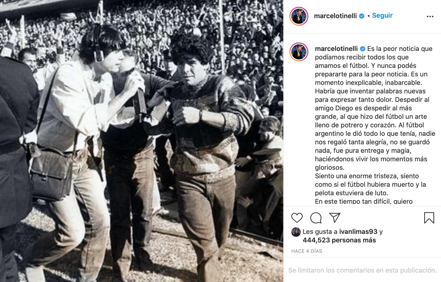 Uno de los momentos en que Tinelli y Maradona se encontraron.