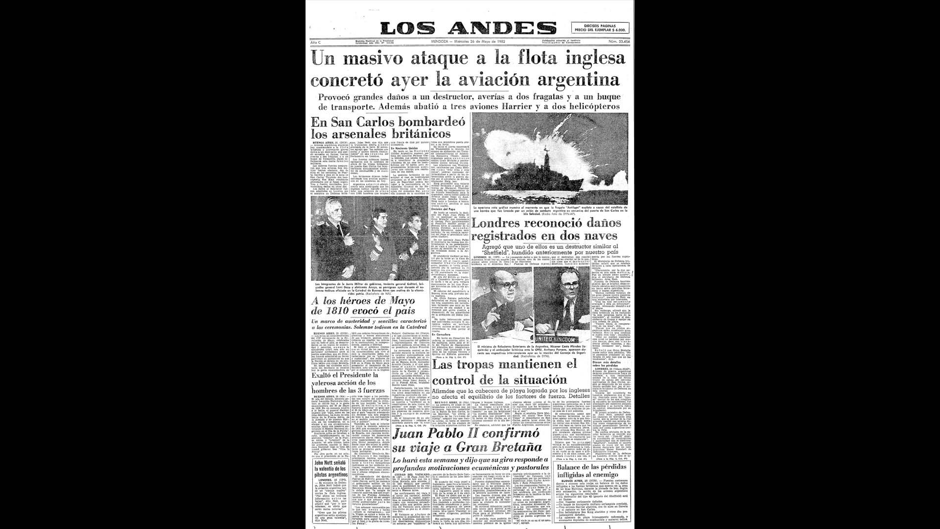 Un recorrido día a día por las portadas del medio más importante de Mendoza, para conocer el pulso diario de la guerra que enluteció a todo el país.