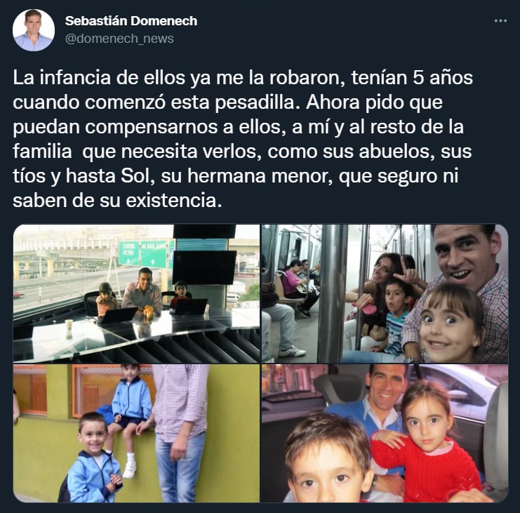 Sebastián Domenech también compartió fotos junto a sus hijos, que tenían 5 años cuando comenzó todo