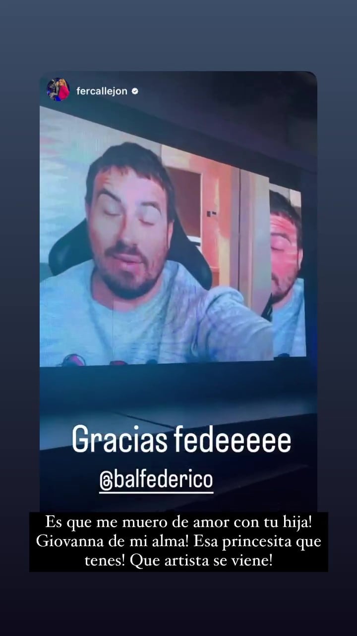 La dedicatoria de Fede Bal, que emocionó a Giovanna, la hijita de María Fernanda Callejón