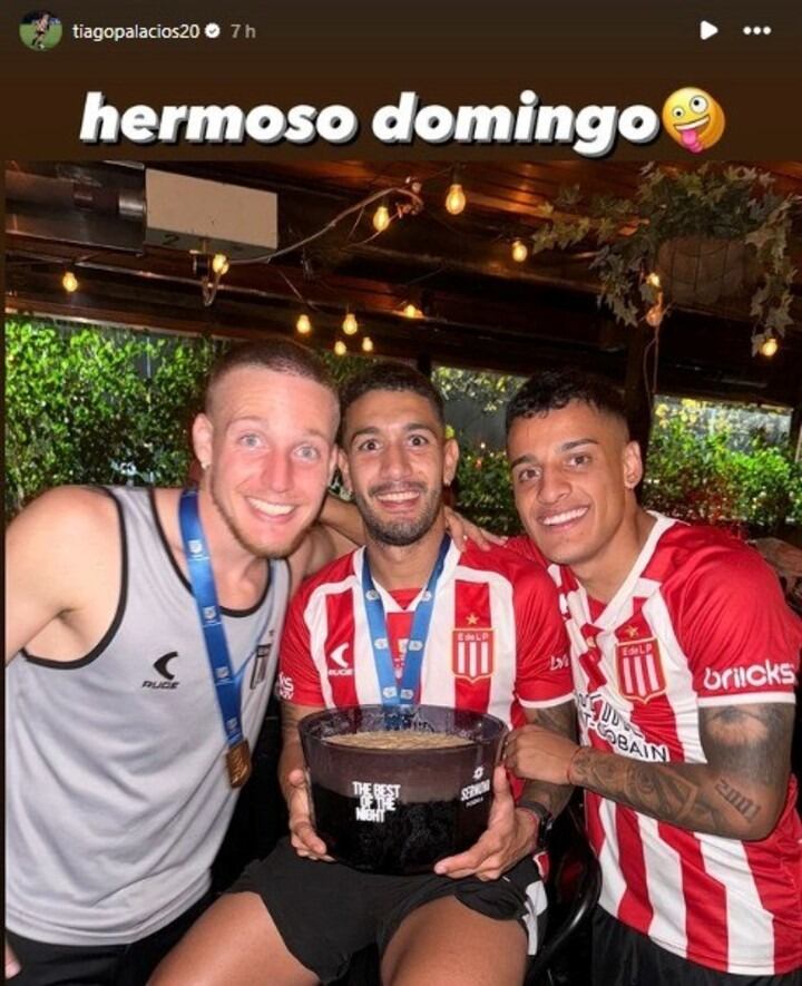 Tiago Palacios en los festejos por el campeonato antes del accidente. Foto: Instagram.