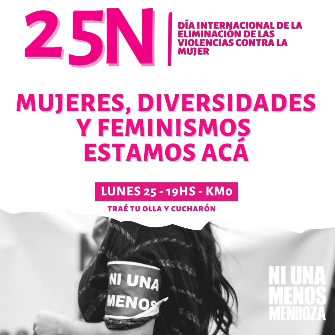 25N en Mendoza: Día Internacional de la Eliminación de la Violencia contra la Mujer. Imagen: Instagram / @niunamenosmza