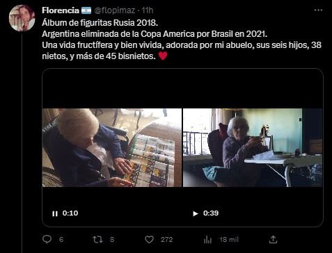 A pedido de sus seguidores, Florencia subió más videos de su abuela. Foto: captura de pantalla.