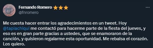 Fernando Romero, el autor de "Muchachos" recibió la invitación del Chiqui Tapia