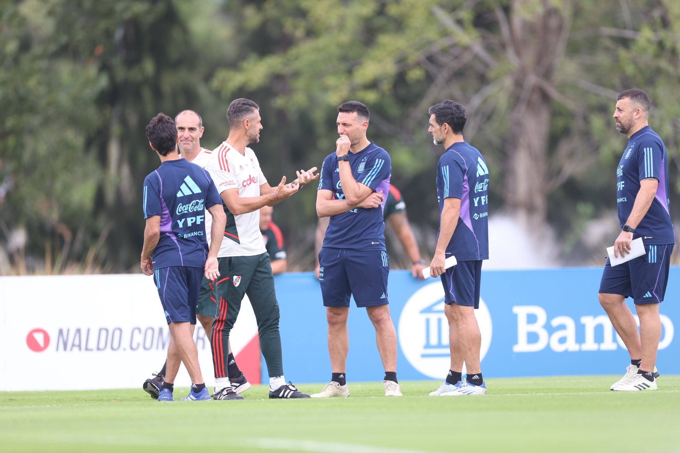 El partido de práctica de la selección argentina ante River. (Prensa AFA).