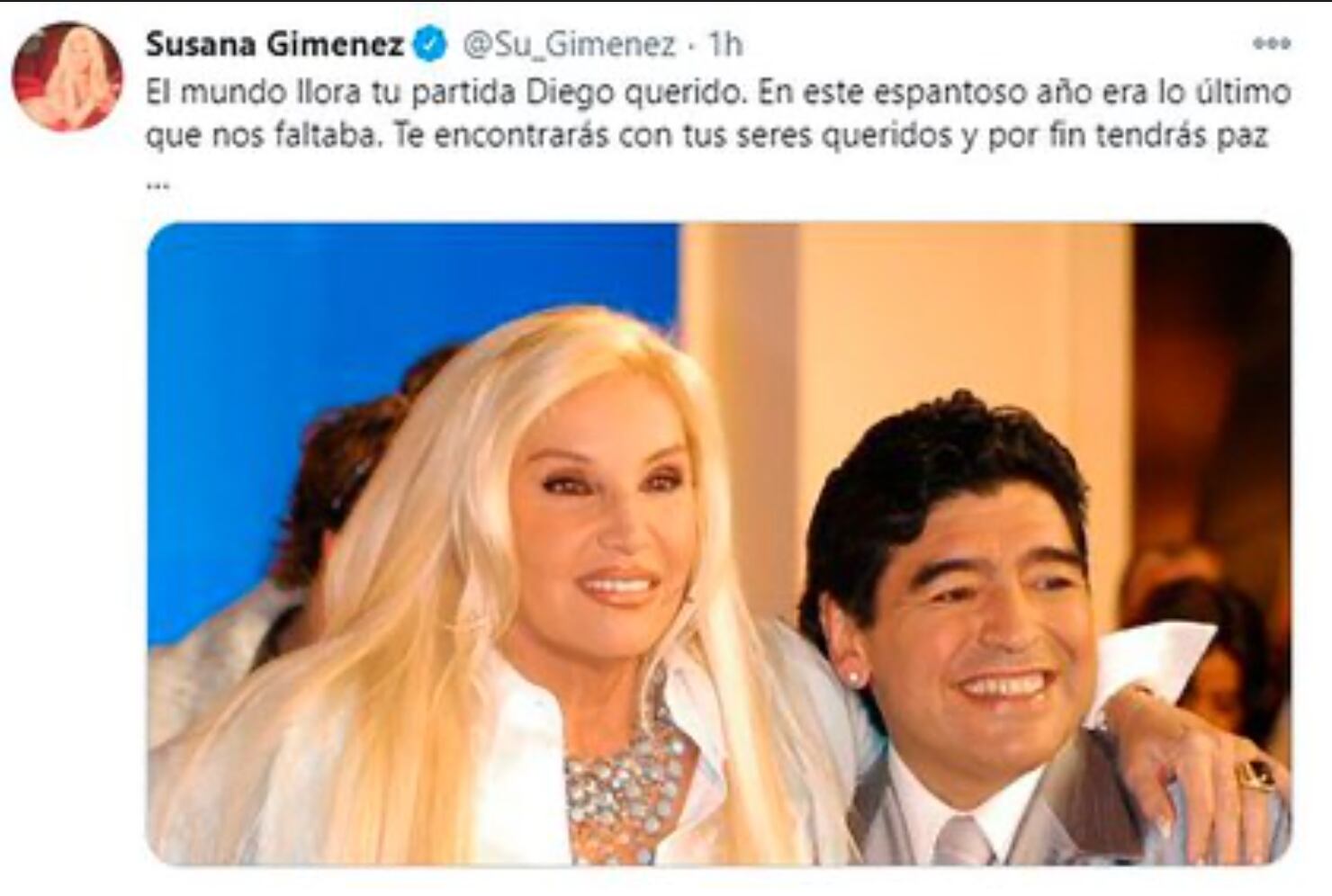 La diva le dedicó un mensaje especial por Twitter.