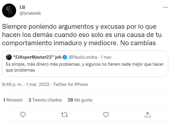 La respuesta de Bekkiche al tweet de Londra