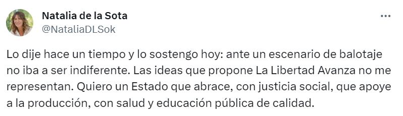 Dos diputados del Interbloque Federal que apoyaron a Schiaretti votarán a Massa   - X Natalia de la Sota