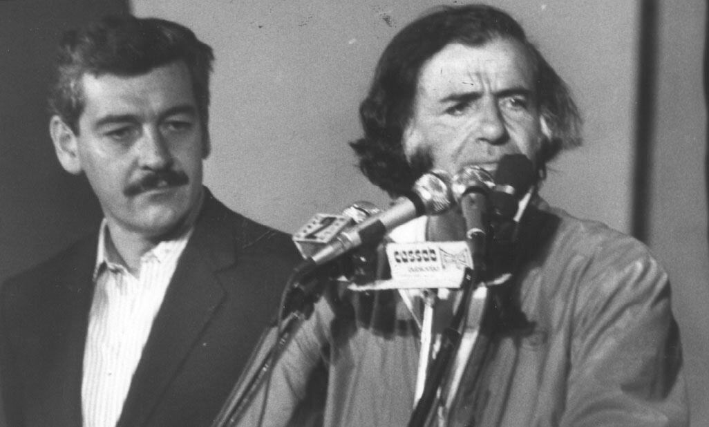 Menem junto al gobernador José Octavio Bordón en la campaña como candidato a Presidente en 1989