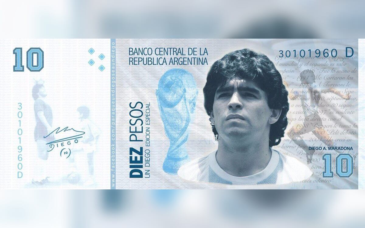 Finalmente no habrá un billete con la cara de Maradona.