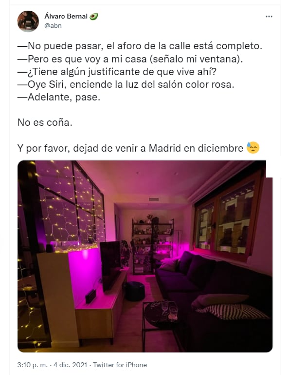 Compartió en Twitter el curioso método para demostrar a la Policía que su casa se encontraba en pleno centro de Madrid.