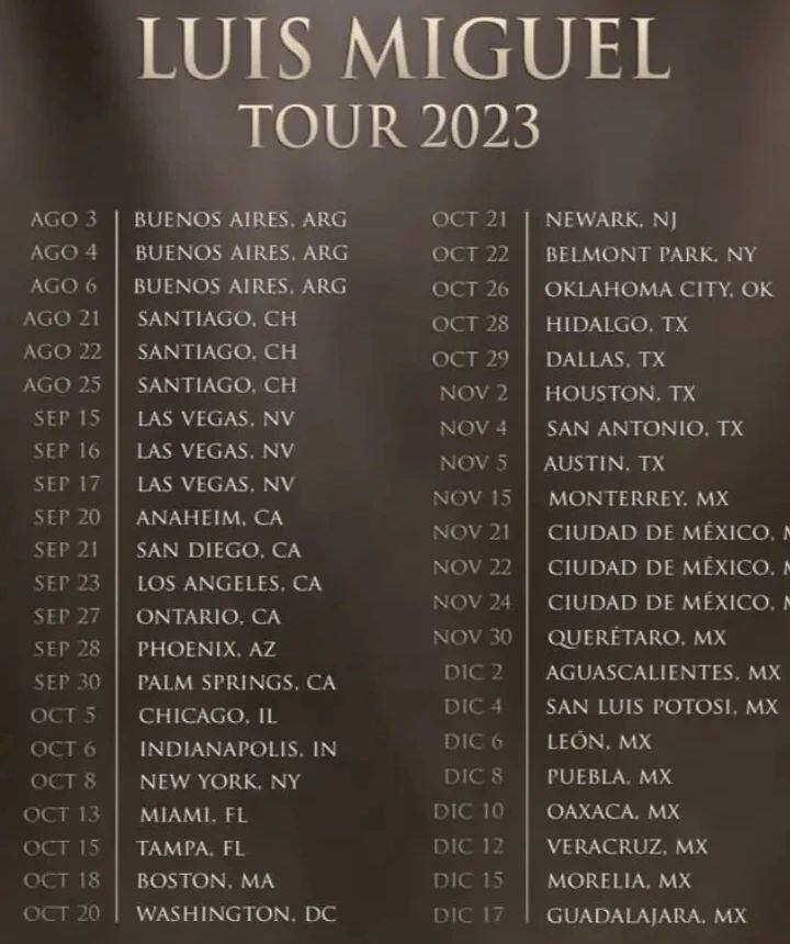 Luis Miguel visitará cuatro países.