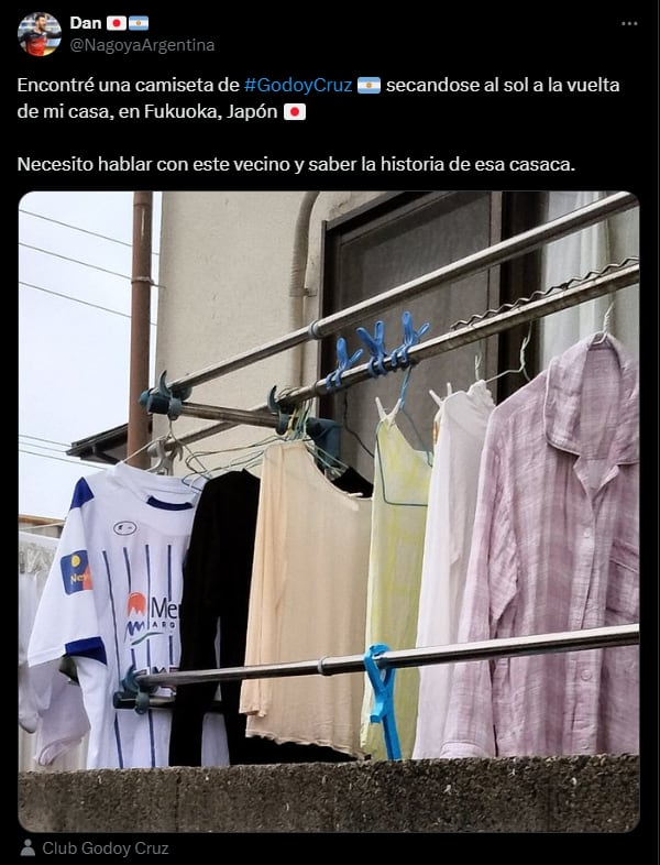 La historia detrás de la misteriosa foto de la camiseta del Tomba en Japón: “Necesito dar con el dueño” . Foto: X @NagoyaArgentina