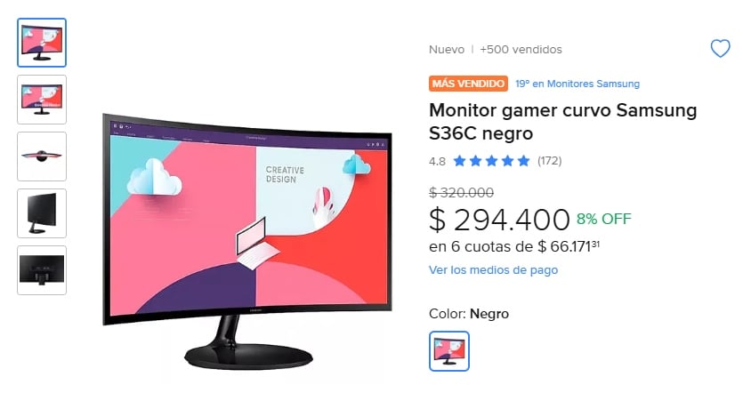 En nuestro país el mismo modelo se encuentra en Mercado Libre a un precio de $294.400 argentinos, gracias a un descuento del 8%.