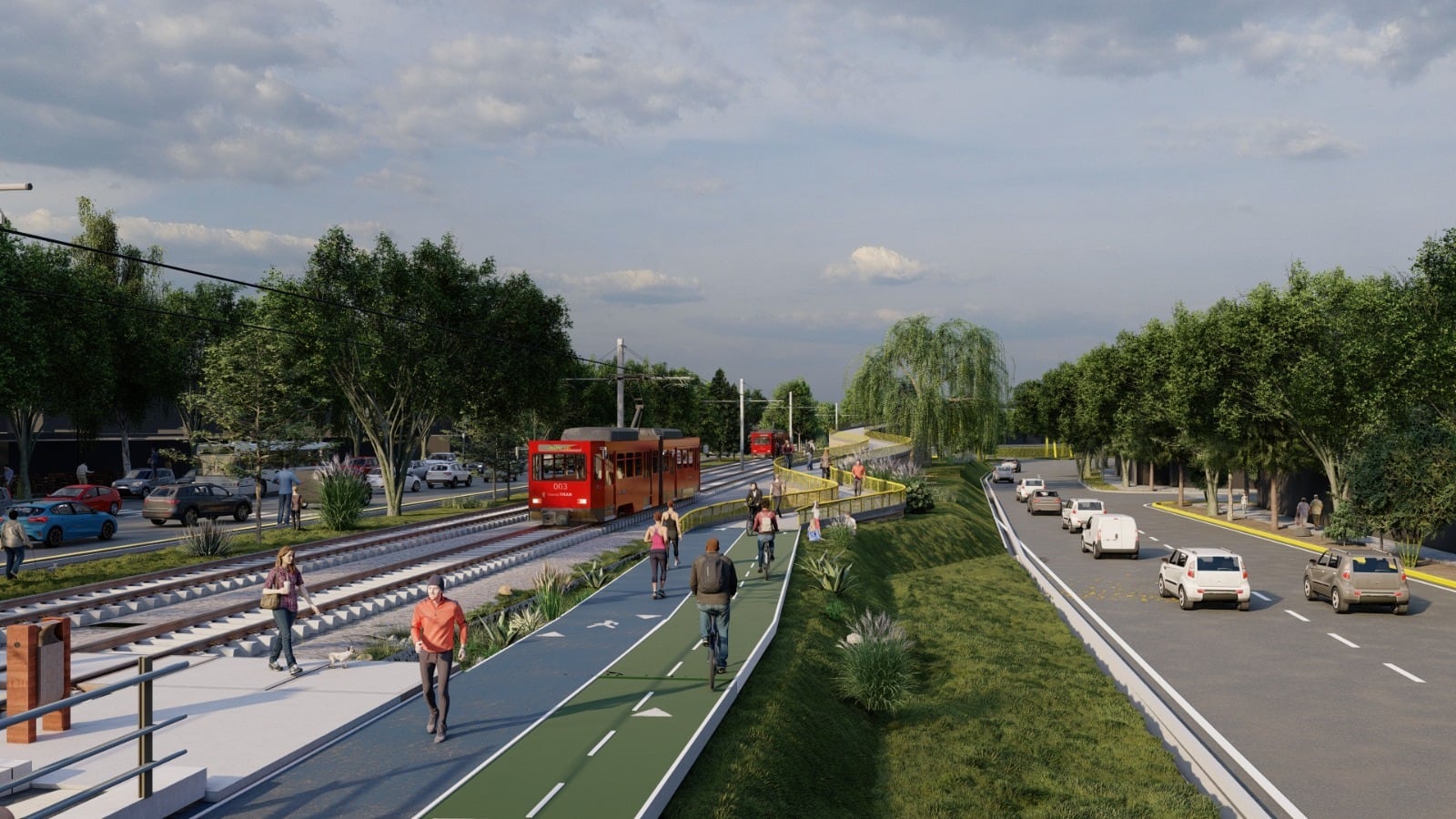 Obras del Metrotranvía en Mendoza (renders). Prensa Gobierno