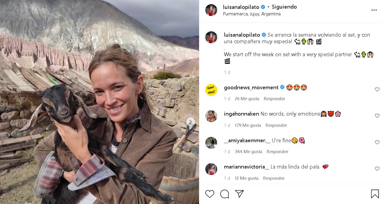 Luisana Lopilato está disfrutando del Norte durante el rodaje de "Pipa".