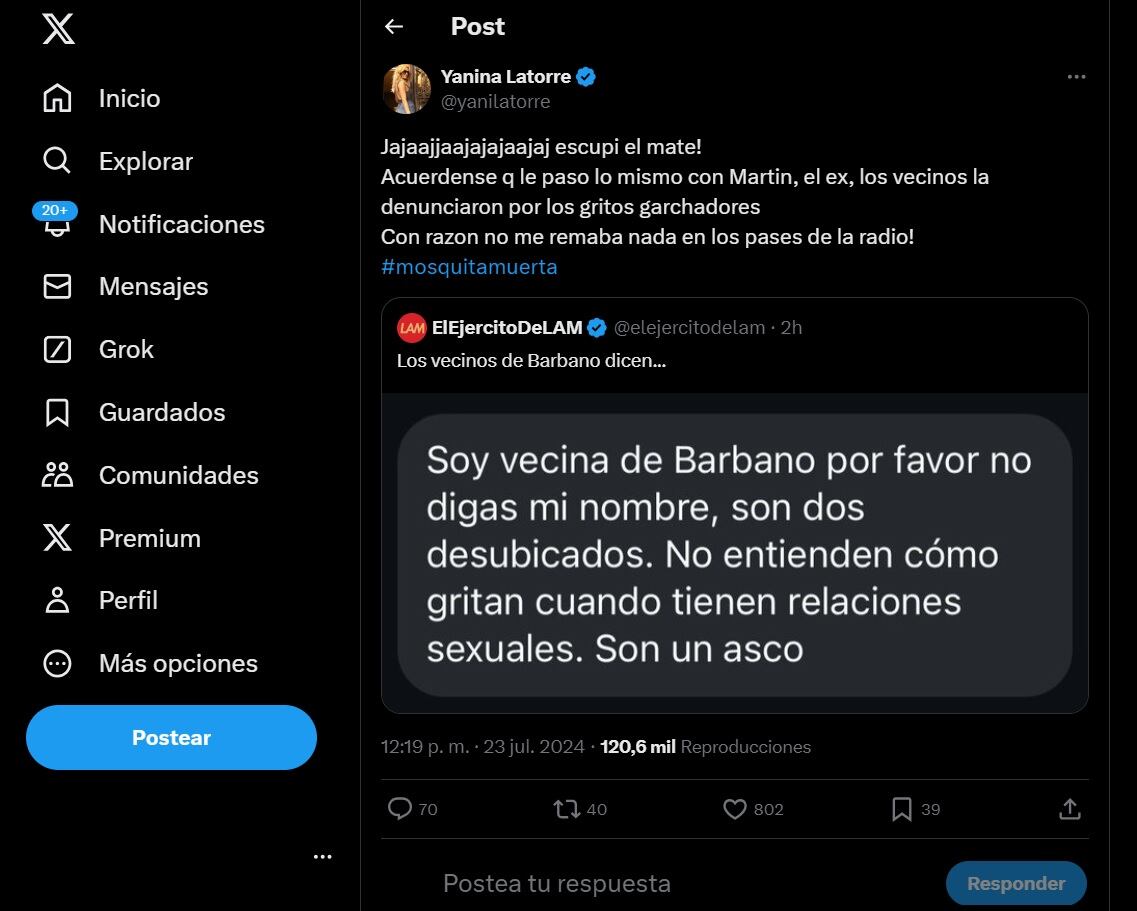 Marina Calabró y Rolando Barbano, expuestos por sus vecinos.