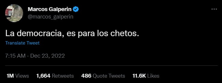 Marcos Galperin tras conocer la decisión del Gobierno. Foto: Twitter/@marcos_galperin