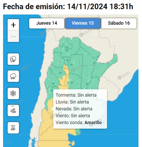 Alerta del SMN