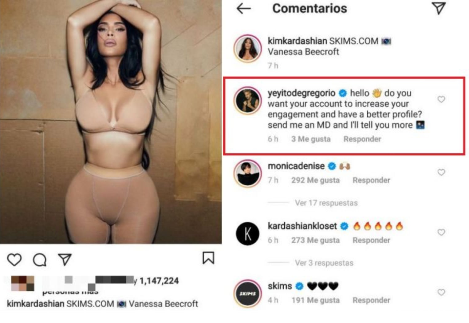 El comentario de "Yeyo" quedó expuesto al inicio de la publicación.