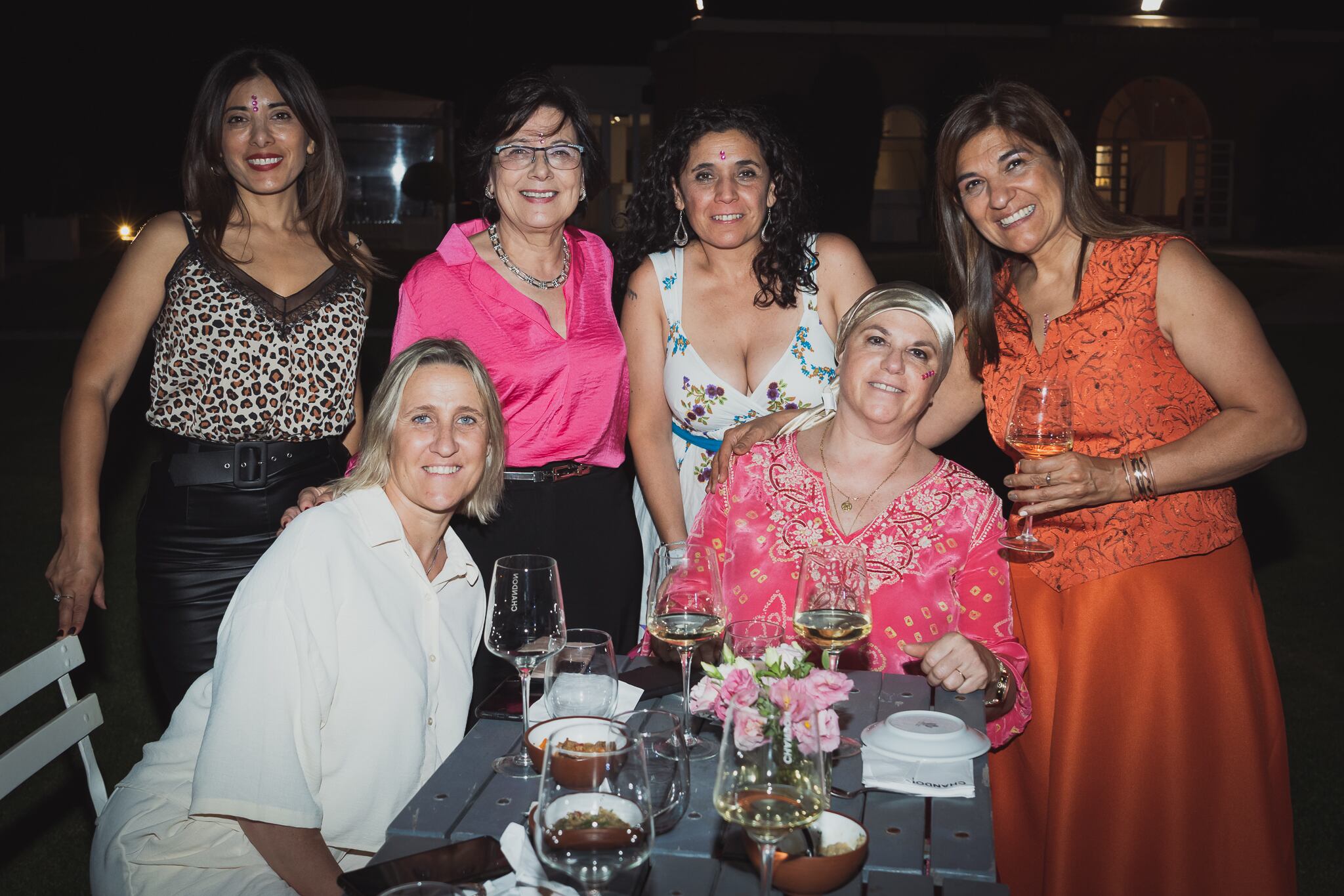 Silvana Vélez y Alejandra Alonso. Paradas: Gabriela Arriagada, Cristina Pandolfi, Mariana Gutierrez y Marcela Carrizo.