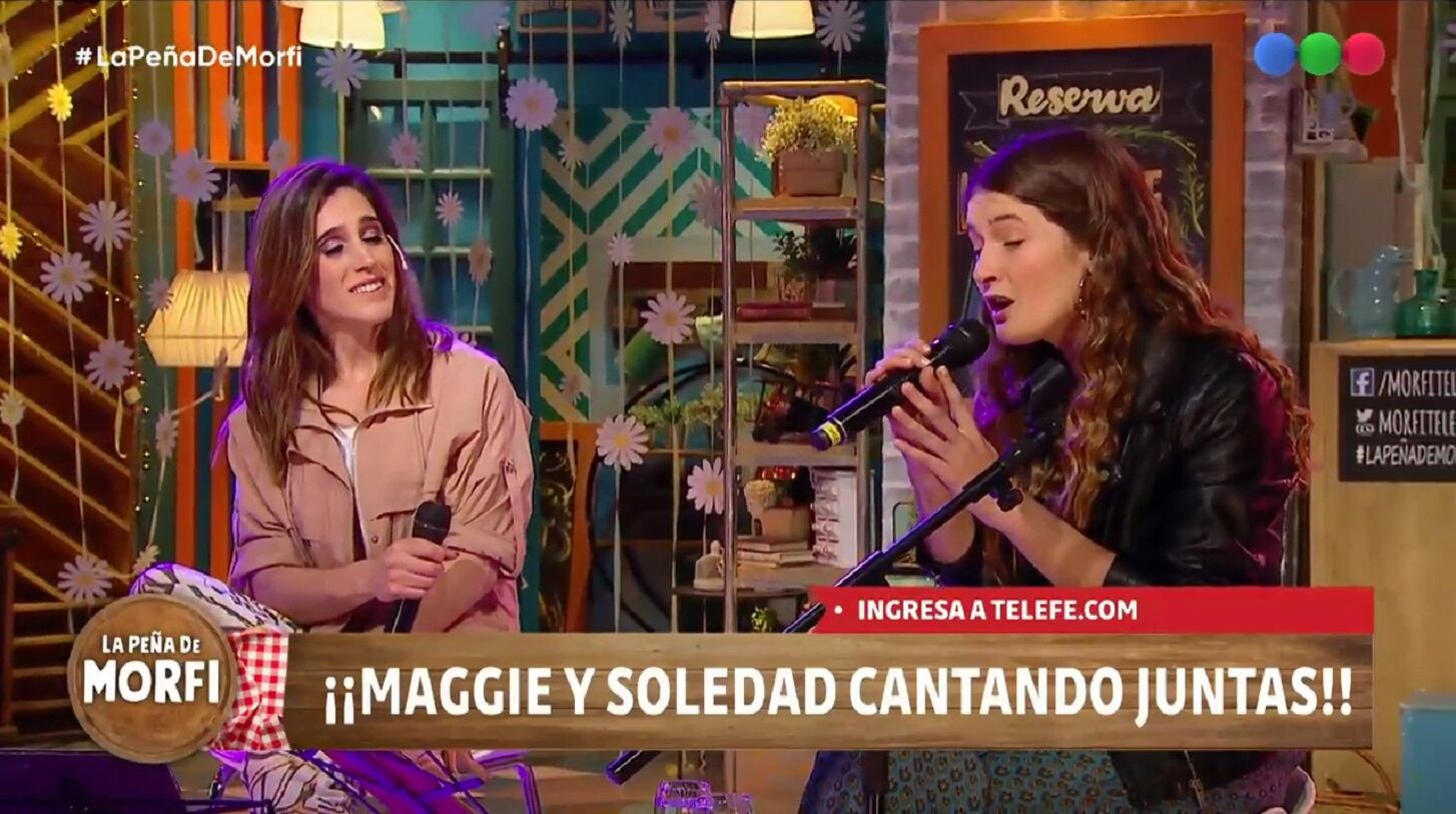 Magdalena Cullen y Soledad Pastorutti en "La peña de morfi"