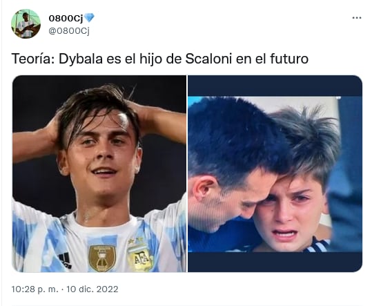 Una teoría conspirativa asegura que Dybala y el hijo de Scaloni son la misma persona. Twitter