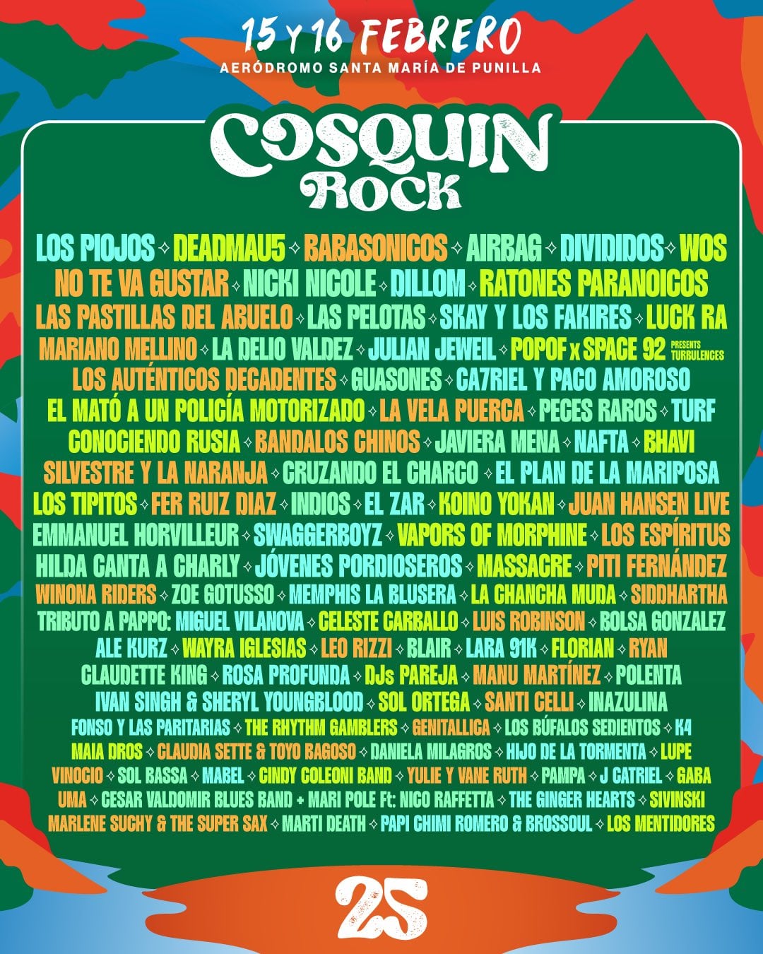 La grilla completa del Cosquín Rock 2025.