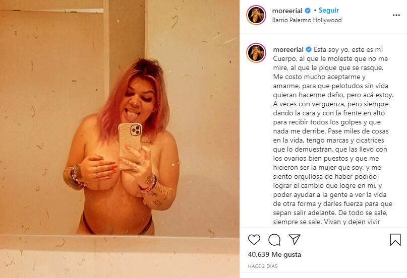 La publicación que compartió la mediática en Instagram hace días atrás