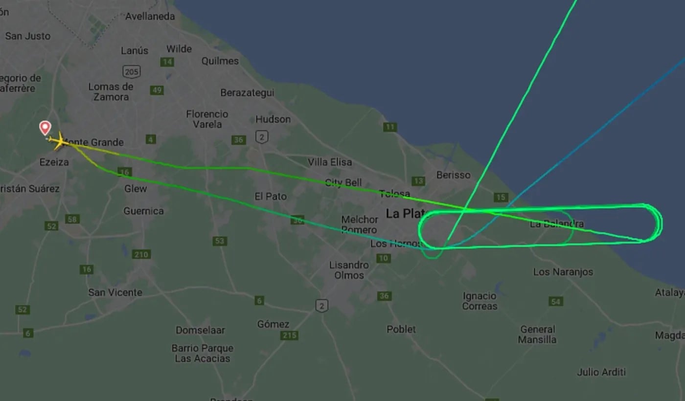 El recorrido que hizo el Airbus A330-202. 