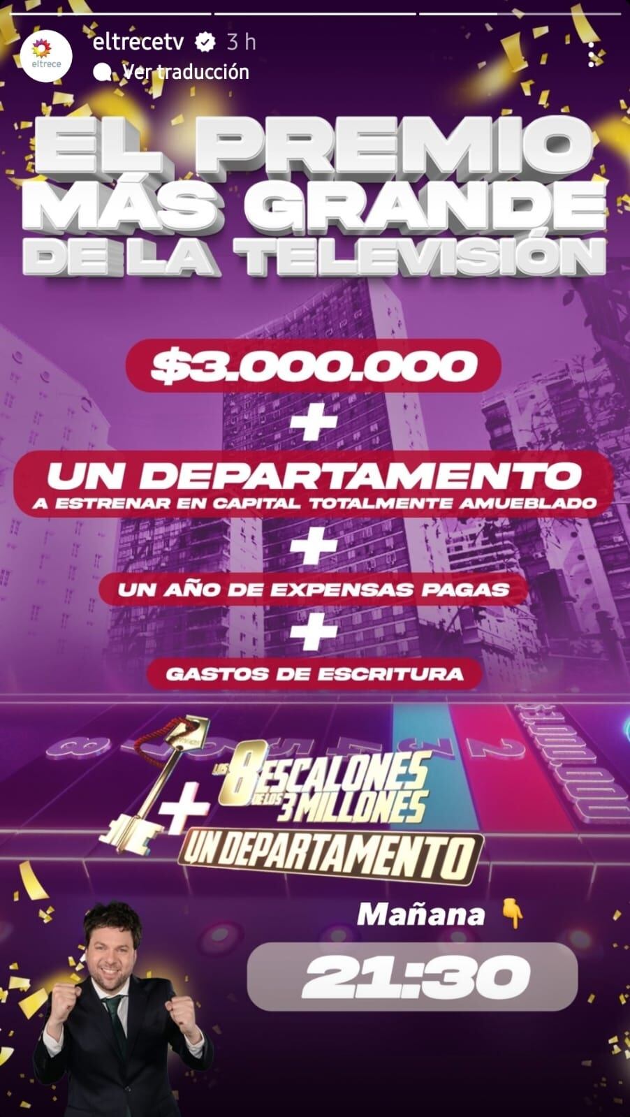 Los 8 escalones sumará un lujoso premio a los $3 millones (Captura de pantalla)