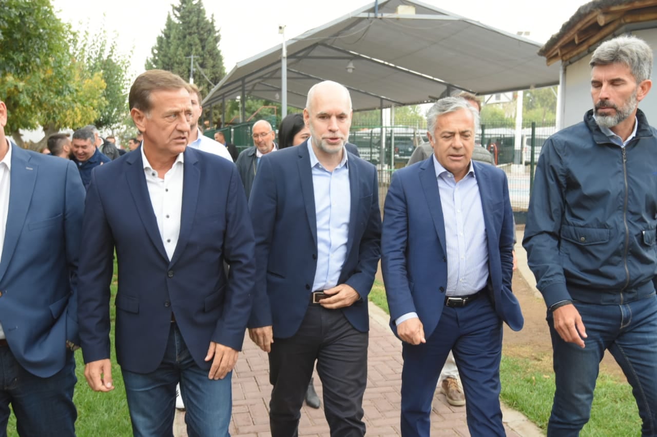 Rodolfo Suárez, Horacio Rodríguez Larreta y Alfredo Cornejo. Ignacio Blanco / Los Andes