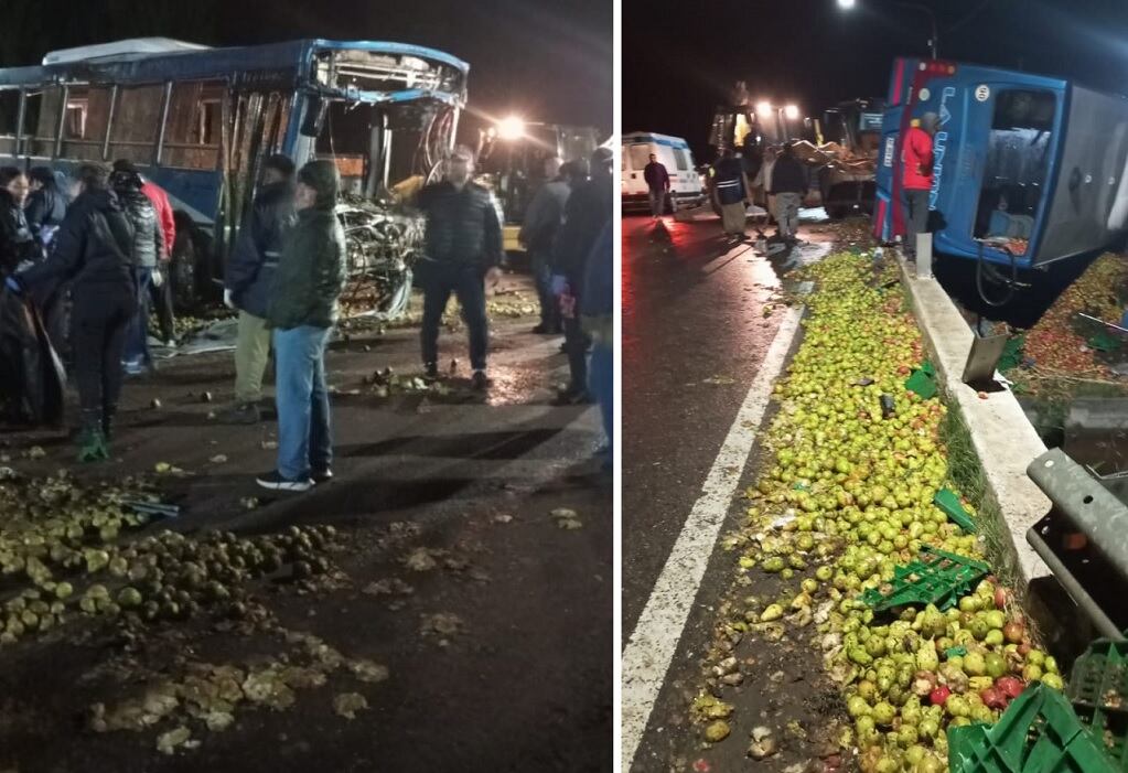 El choque entre un camión y un colectivo dejó tres muertos y 20 heridos en General Alvear. | Foto: Ministerio de Seguridad y Justicia