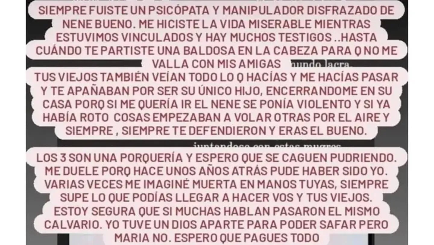 El fuerte mensaje de una de las exnovias del principal acusado.