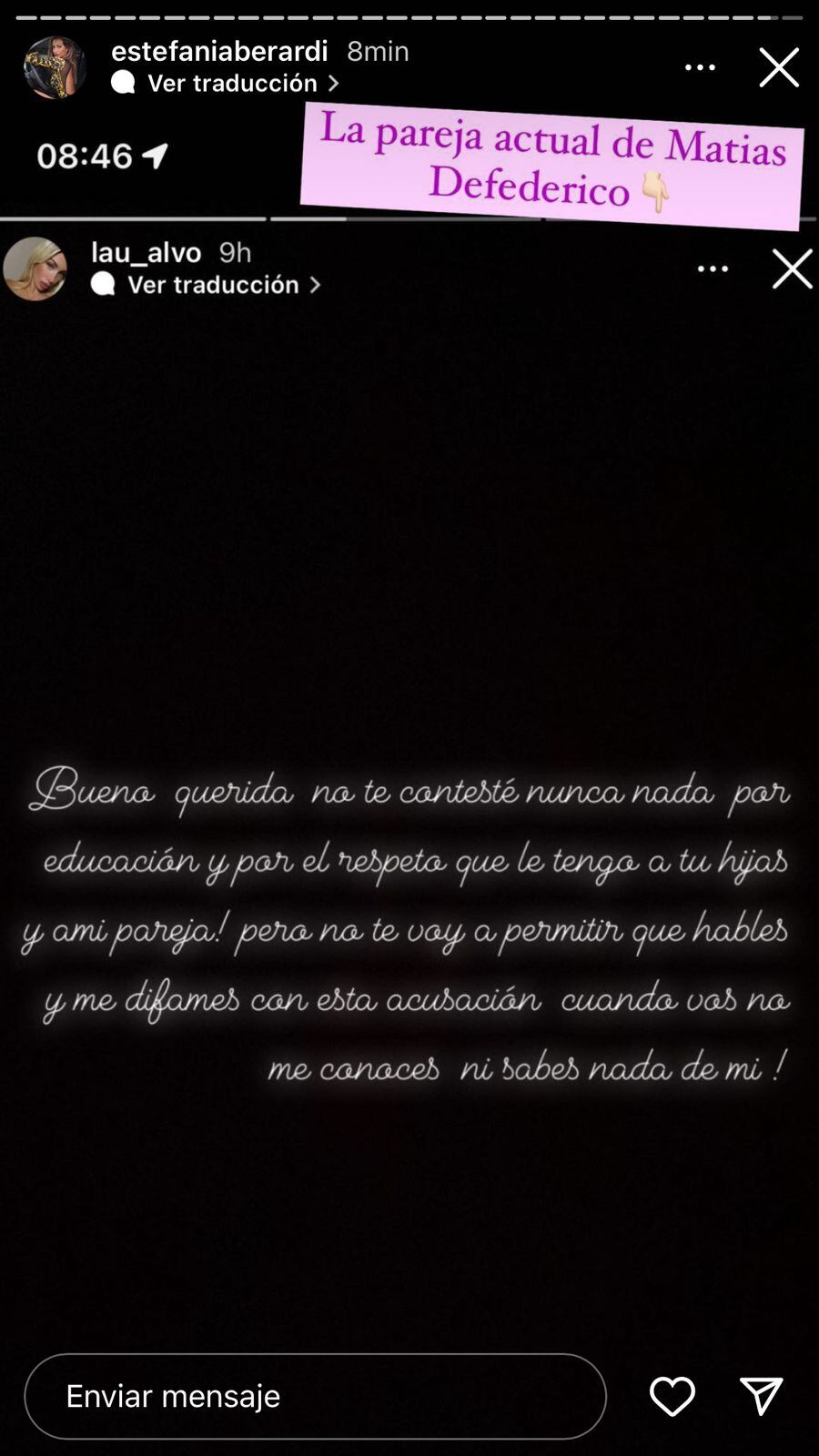 La novia de Defederico salió a responderle a Cinthia Fernández.