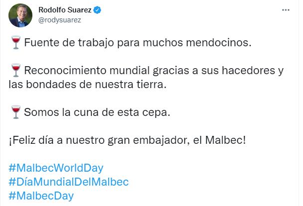 El gobernador Rodolfo Suárez homenajeó al malbec en su día