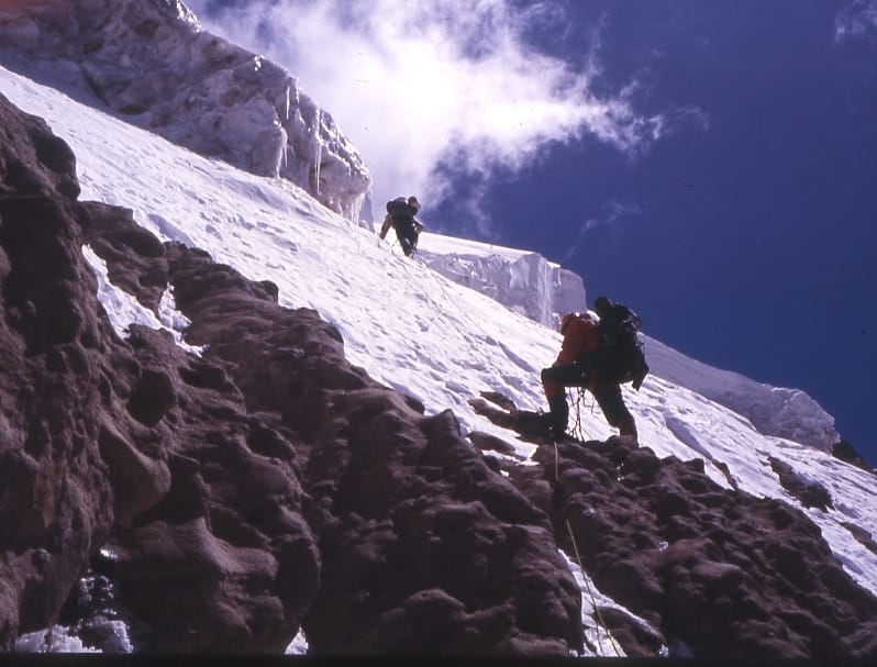 Miguel "Lito" Sanchez, nn la Pared Sur del Aconcagua, en 1986. Foto: Gentileza