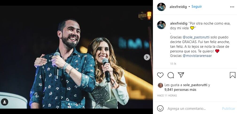 Soledad Pastorutti junto a Álex Freidig en el Movistar Arena - 