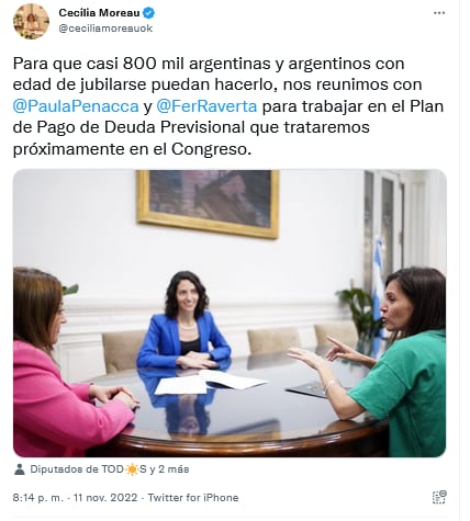 La diputada habló sobre la necesidad de garantizar la cobertura previsional. Twitter.