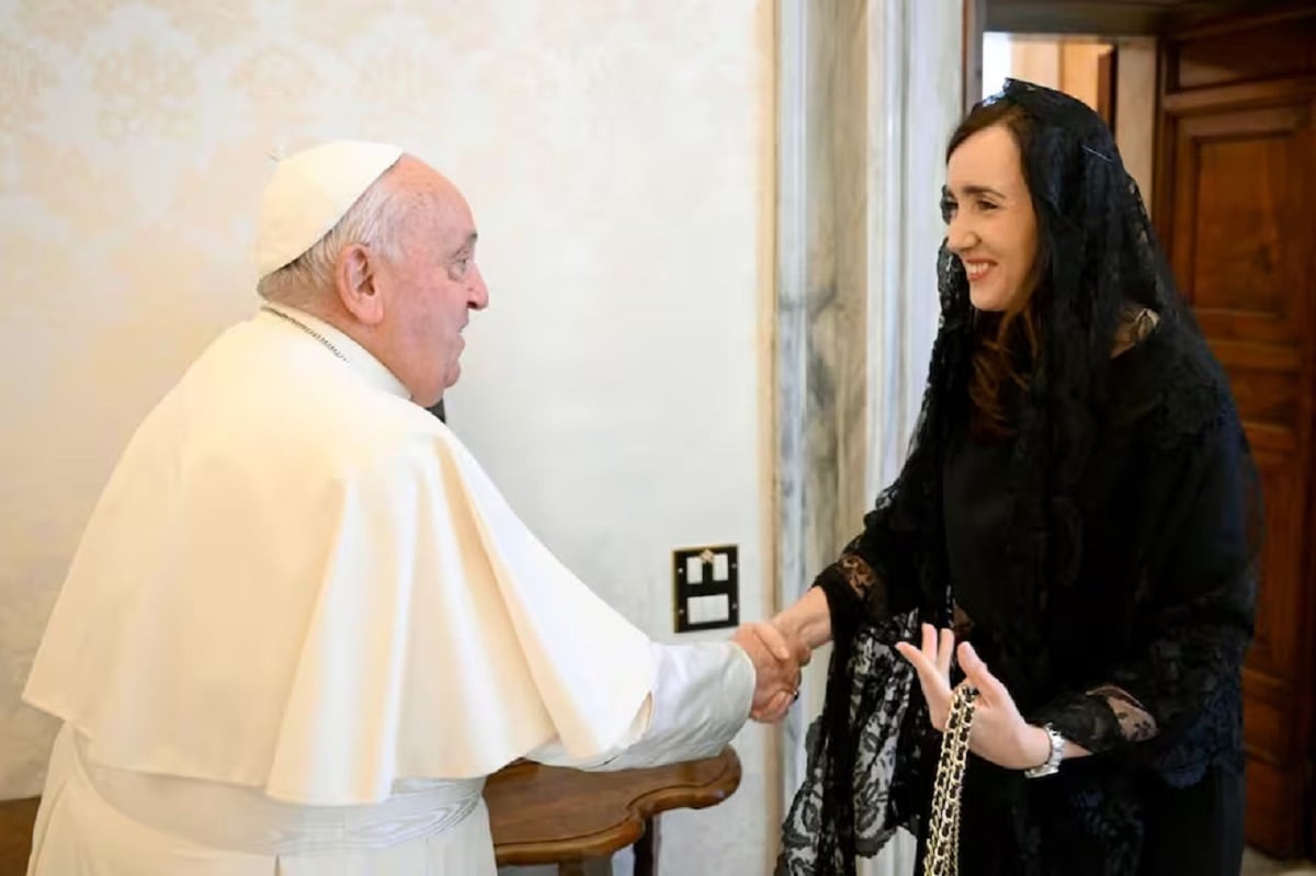 La vicepresidenta Victoria Villarruel se reunió con el papa Francisco (Gentileza)