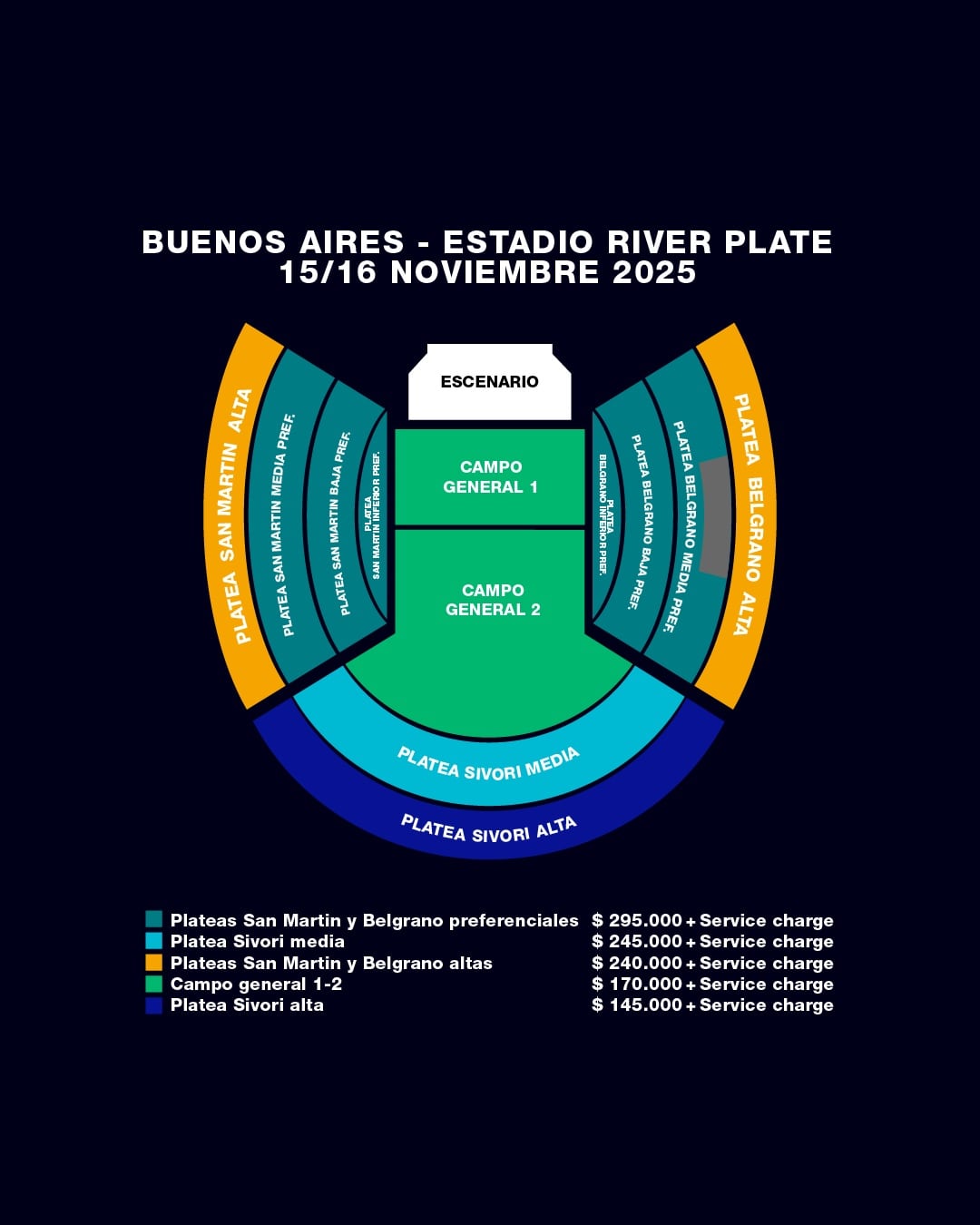 Precios para Oasis en Argentina 2025 (DF)