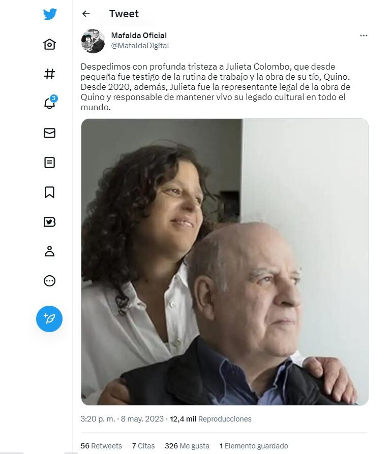 Murió Julieta Colombo, sobrina y curadora de Quino.