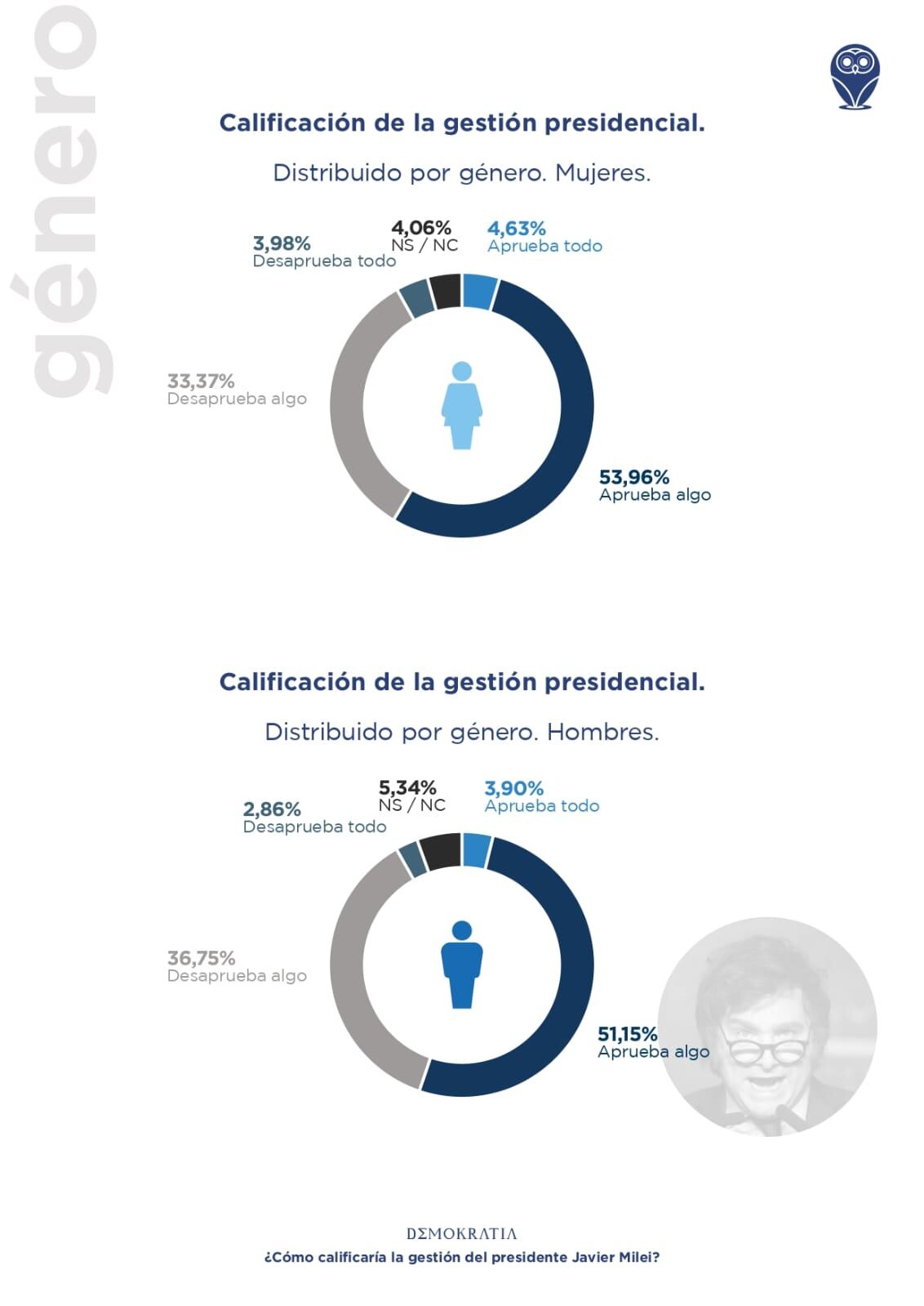 Encuesta de la consultora Demokratia sobre el primer año de gobierno de Javier Milei. Gentileza