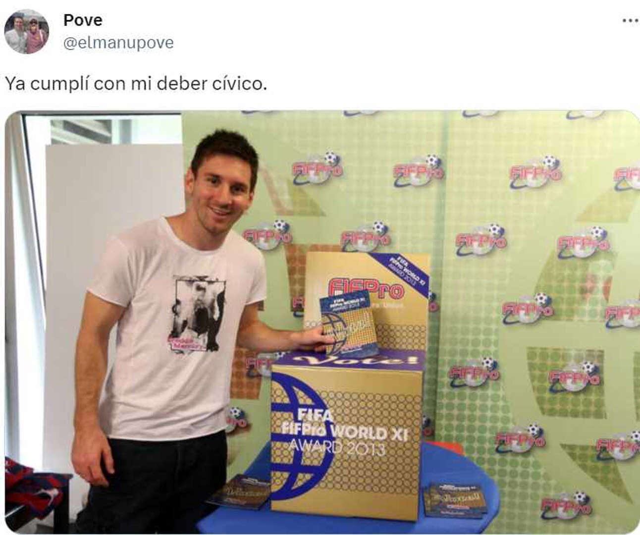 Ni Messi se salvó de los memes. Foto Captura: X / @elmanupove