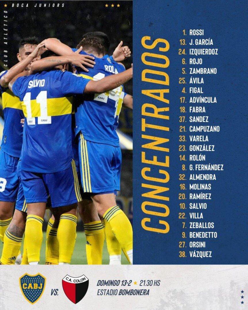 Los concentrados de Boca Juniors para recibir a Colón de Santa Fe. / Gentileza.