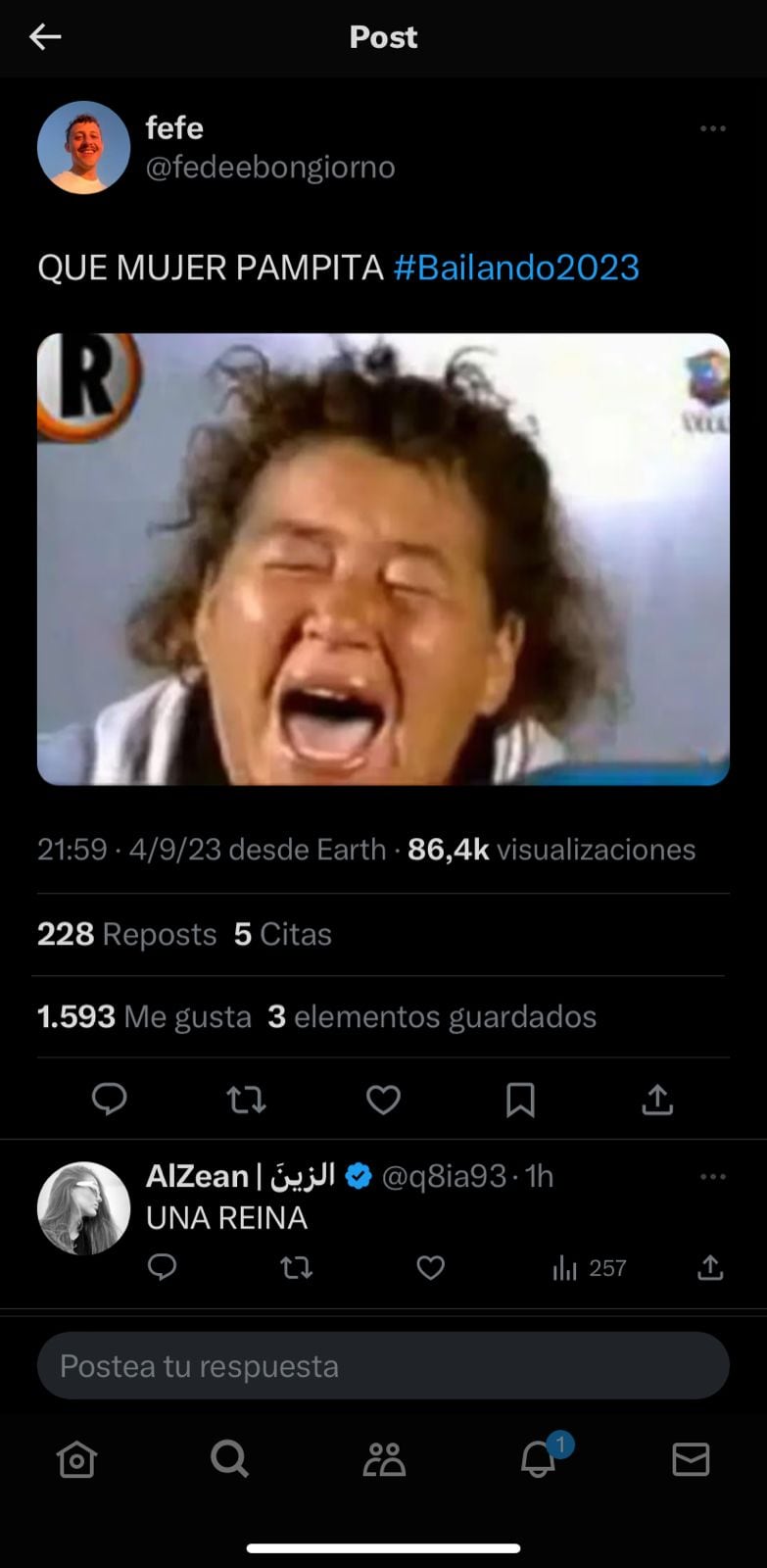 Pampita fue lo más comentado en Twitter tras la apertura del Bailando 2023. Captura de pantalla.