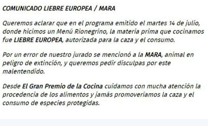 Comunicado productora del programa