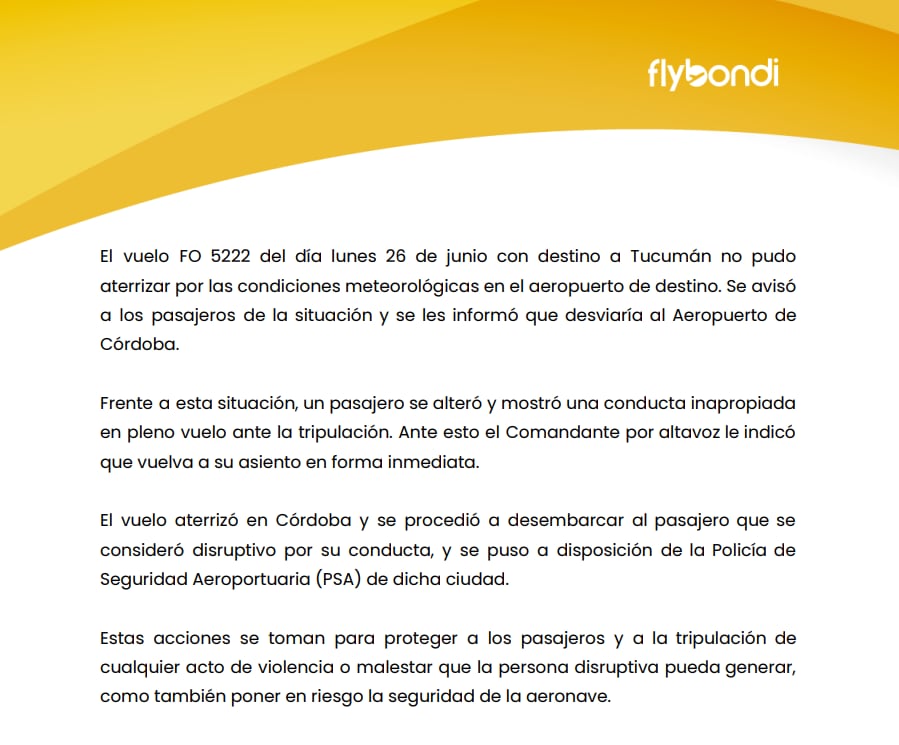 Comunicado Flybondi