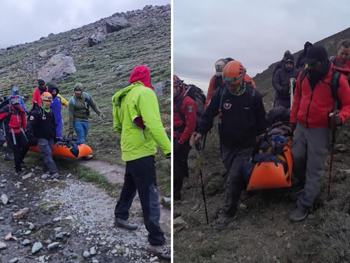 Rescate de una mujer andinista en el parque provincial Cordón del Plata (Prensa Ministerio de Seguridad y Justicia)