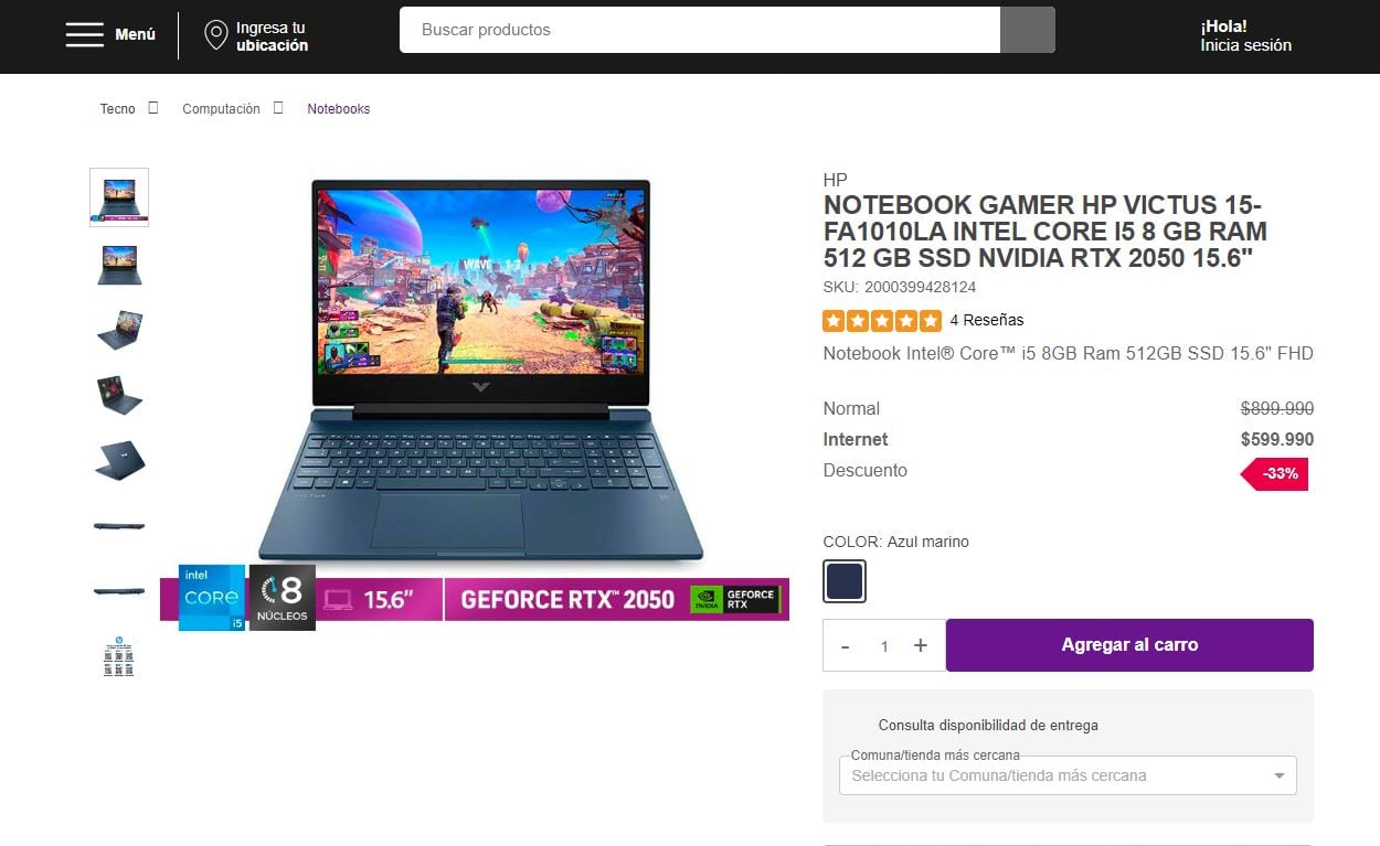 Esto sale una notebook gamer en Chile.